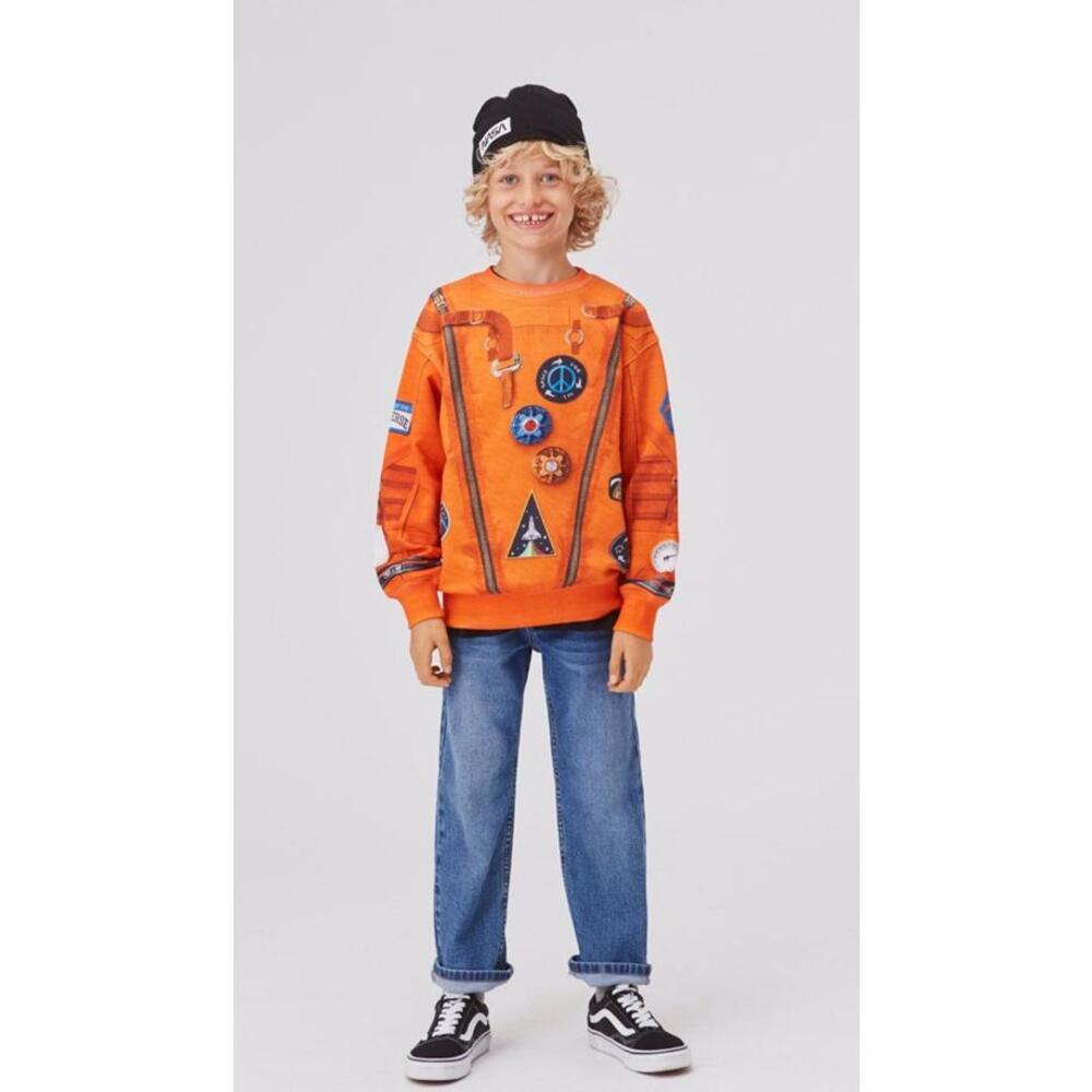 Molo Memphis Kids Space-Themed Orange Sweatshirt - Picture 2 of 8
